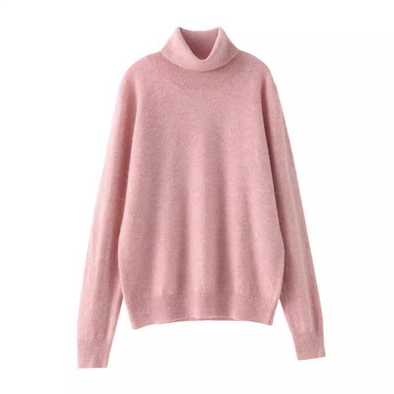 Women's High Neck Cashmere Sweater - Simple, Elegant, Plus Size Knitwear for Autumn & Winter