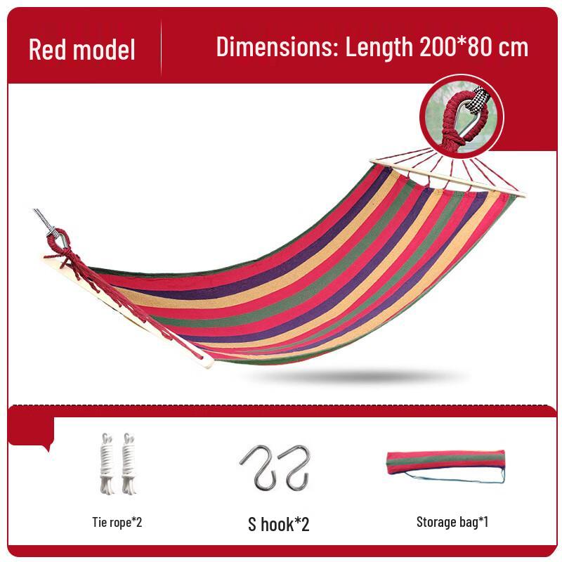 Outdoor Camping Hammock with Wooden Spreader Bar