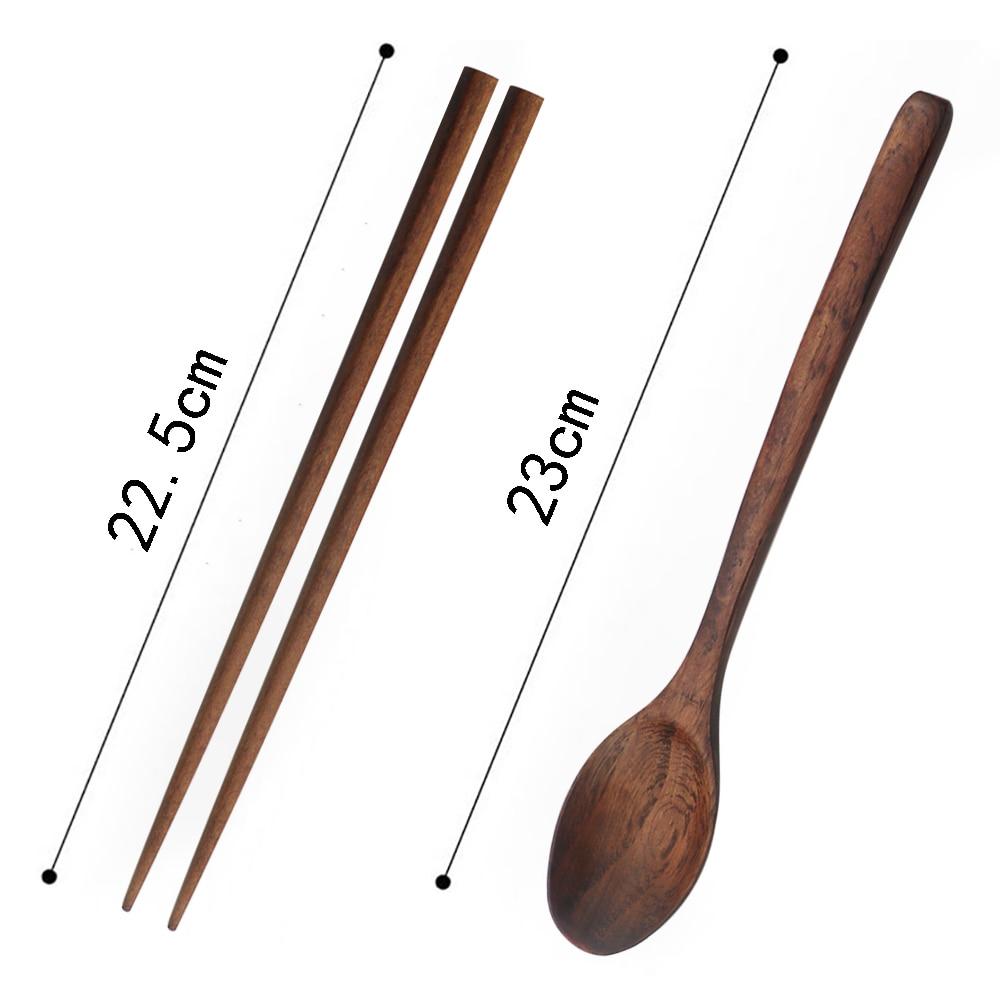 Korean Style Wood Spoon Handmade Wooden Spoon Chopsticks Set Travel Flatware Set Wooden Dinnerware Spoons Chopsticks