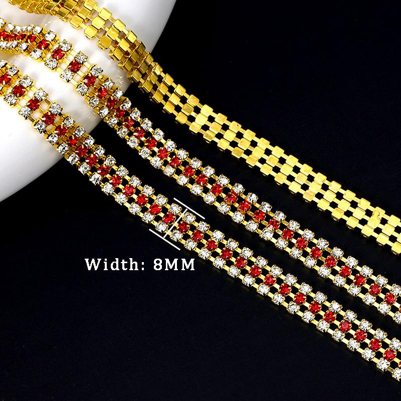 10Yards 3 Rows Rhinestone Chain Trim Sparkly Crystal Diamond Applique  Sewing DIY Craft Decoration Clothing Gift Accessories