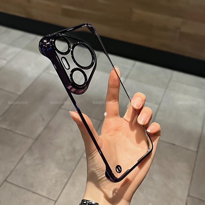 Applicable to Huawei Pura80 electroplated borderless mobile phone case Honor 500 ultra-thin mate80 transparent X70 heat dissipation