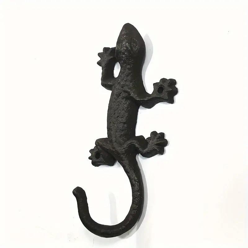 Cast Iron Gecko Wall Hook Rustic Farmhouse Rust Proof Heavy Duty Wall Hanger for Mug Pot Holder Kitchen Storage