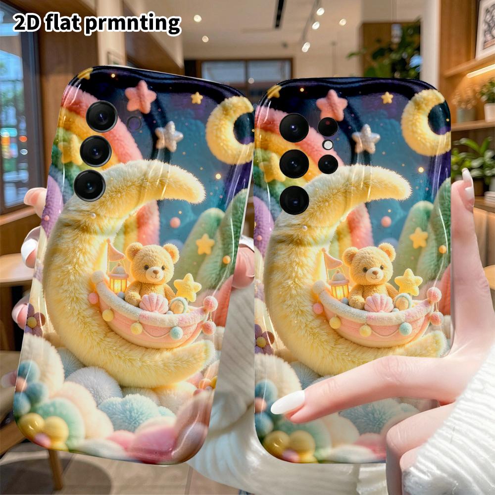 Phone Case: 2D Flat, Suitable for Samsung Galaxy A34 A35 M05 M06 S20 S22 S21 FE Plus 5G Protective Case, Moon Little Bear Cradle, Perfect Christmas an