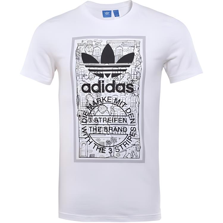 Adidas Originals Trefoil Series Fashion Printed Pullover Short Sleeve T-Shirt Men Tops White BP8988