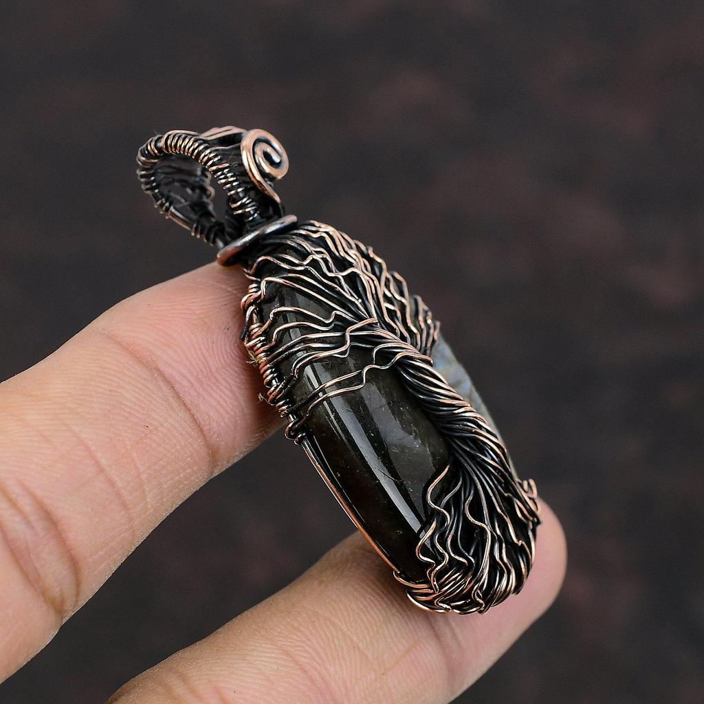 Tree Of Life Labradorite Pendant Copper Wire Wrapped Jewelry Handmade Gemstone Pendant Copper Pendant Antique Jewelry Gift Wire Wrap Pendant