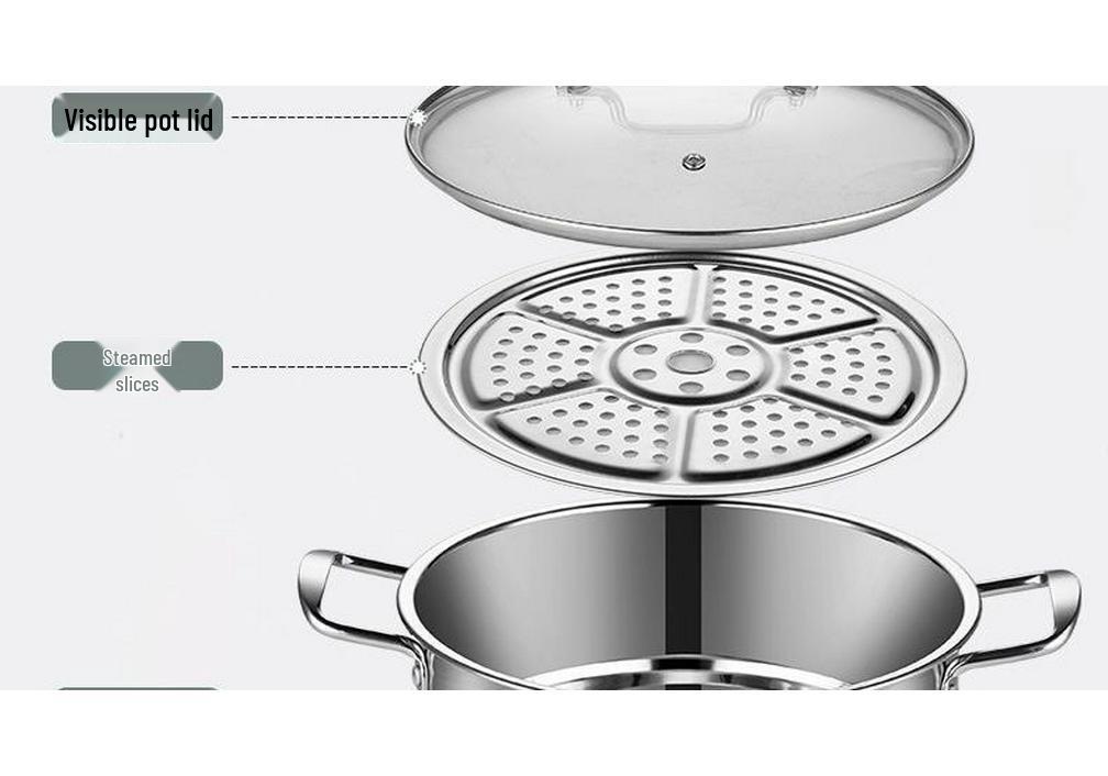 Versatile Stainless Steel Pot: Steamer, Soup, and Stew Pot for Gas and Induction Stoves