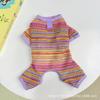 Dog quadruple summer thin pet breathable small dog clothing than bear anti-hair loss rainbow stripes