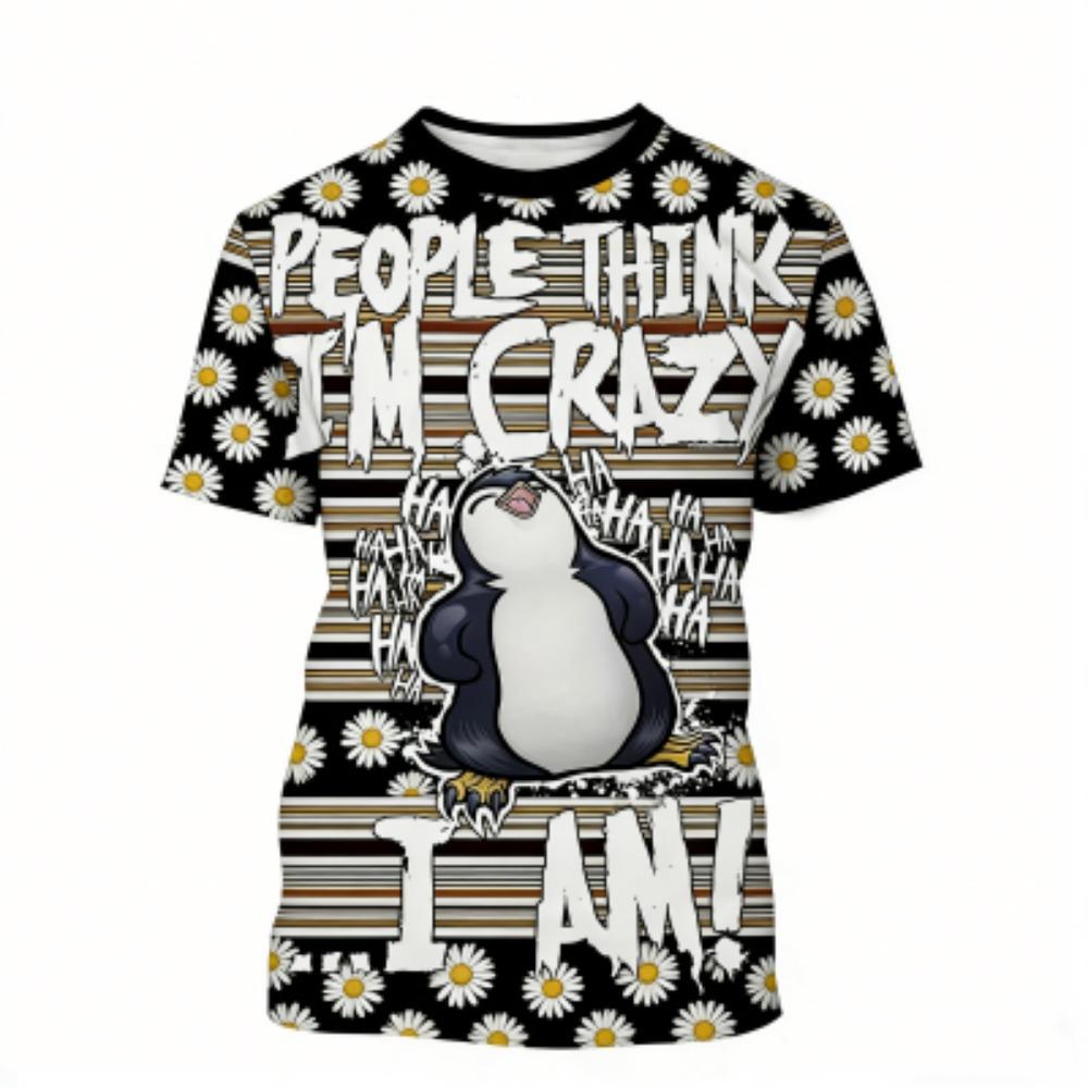 Kids T-shirt Penguin Letter 3D Print Kids Short Sleeves T-Shirt Loose Casual Summer Outdoor Street Boy and Girl Tees Tops