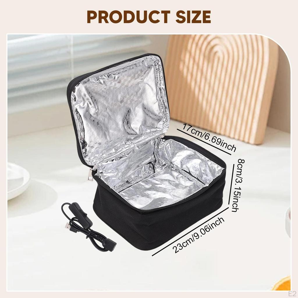 USB Heated Lunch Box Bag Container Portable Bento for Camping Travel Car