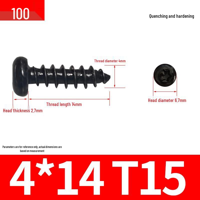 Black Zinc Plated M2 Pan Head Anti-Theft Hex Screws, Flat Tail, Self-Tapping