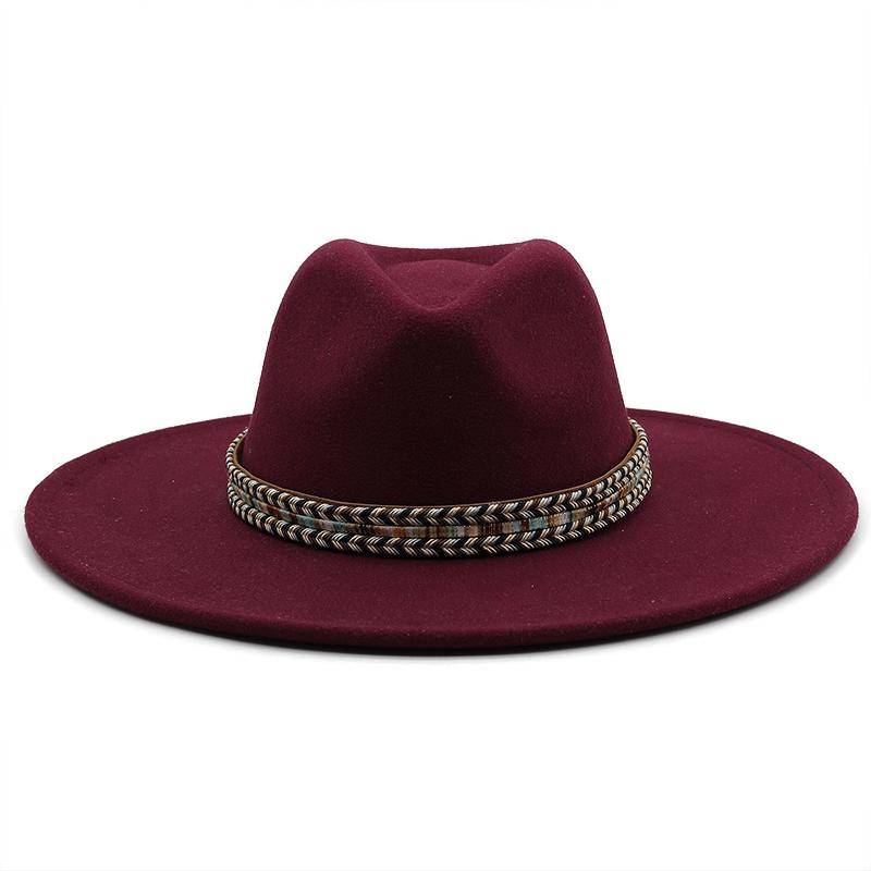 Toamnă iarnă bărbați fedoras pălărie de fetru pentru femei sombrero jazz pălărie melon pentru bărbați pălării de top vintage în aer liber cu bor mare 9,5 cm