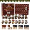 Mini Highland Koe Beeldjes Magisch Dier Adventskalender, 24-Dagen Koe/Kat/Schaap/Rode Vogel Acryl Sieraden Set, Boerderij Stijl Feestelijke Accenten 2D Plat