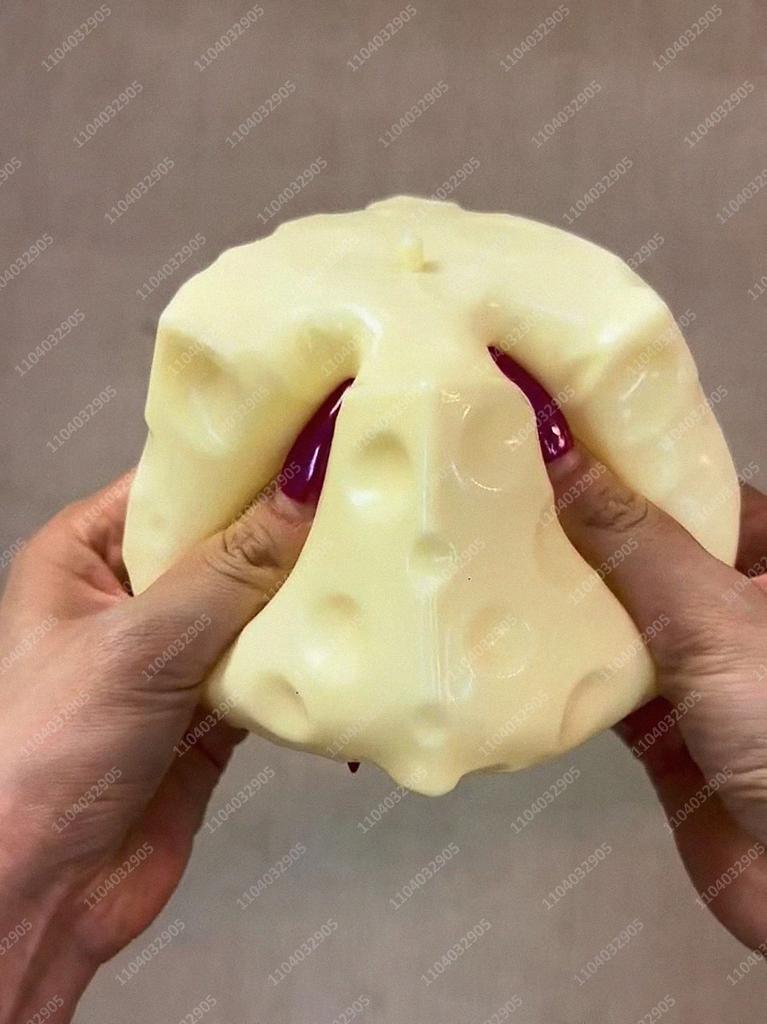 Jumbo Cheese Cube Stress Ball Big Cheese Shapeable Squeeze Ball Non-Bounce Fidget Toy ASMR Sensory Anti-Stress Christmas Gift