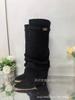 2025 women's shoes pointed straight pleated metal buckle medium long boots large size thick heel trouser tube boots
