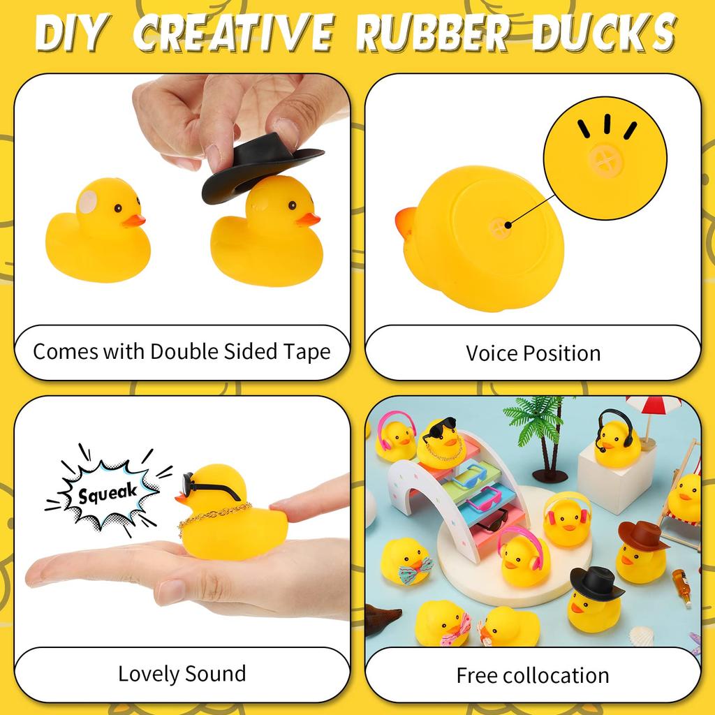 48 Pcs Rubber Duck Toy Bulk Yellow Duck Car Ornaments  For Birthday Party Favors Decoration