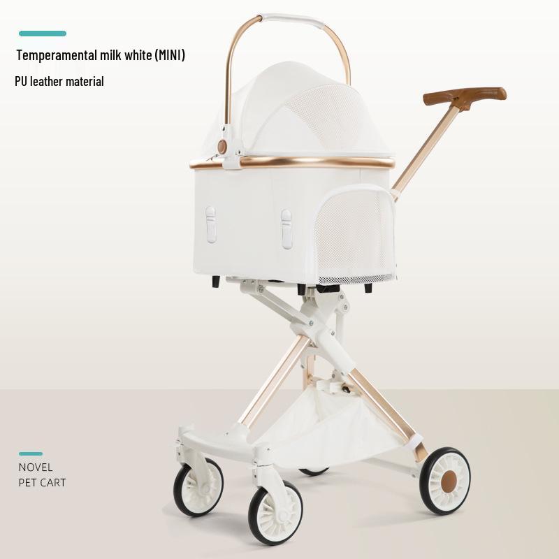 Stilvoller weißer PU-Leder-Haustierkinderwagen: Abnehmbares Design für Hunde und Katzen unter 30 Pfund