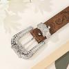 Vintage American Style Pu Leather Belt With Butterfly Crystal Buckle For Women