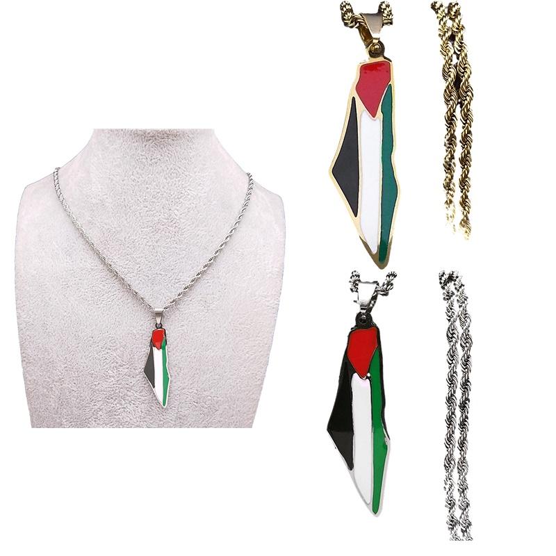 Stainless Steel Fashionable Map Pendant Necklace For Cross-border E-commerce