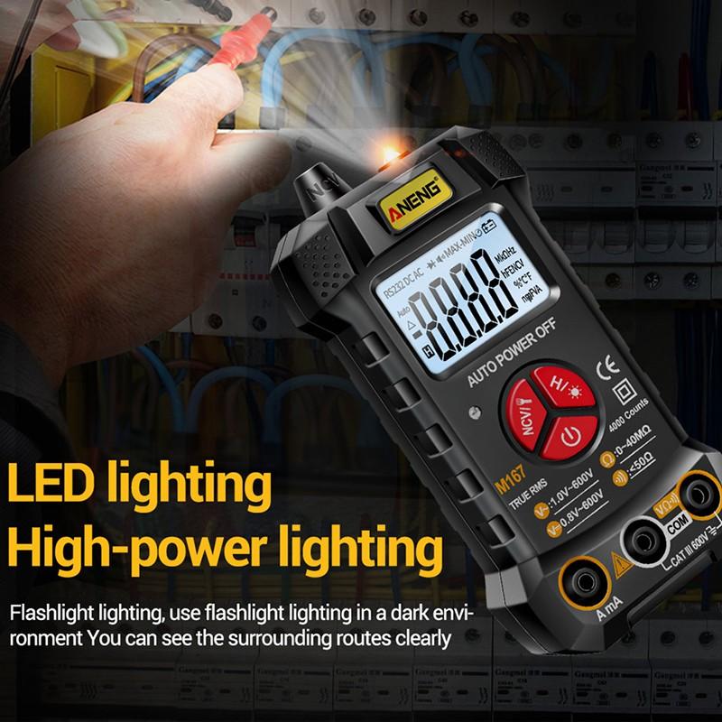 M167 Digital Mini Multimeter Tester Auto Multimetro True Rms Tranistor Meter With NCV Data Hold 4000counts NCV Flashlight