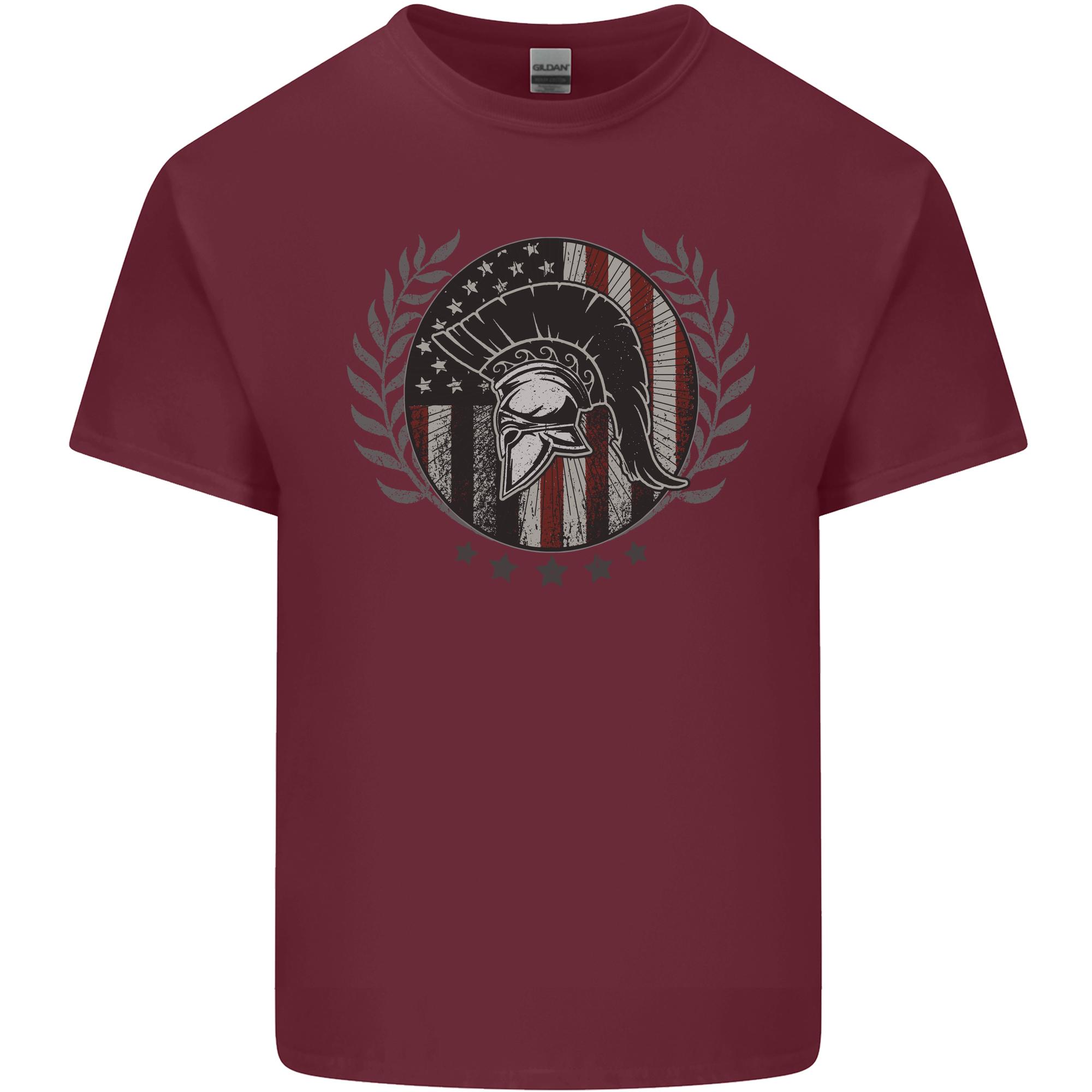 USA Bodybuilding Flag Gym Training Spartan Unisexs Light Cotton TShirt S