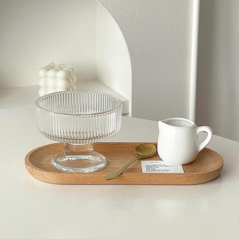 High Foot Glass Bowl Ice Cr Dert Cup for Home Use Ele Design for Yogurt Pudding Ice Cr Milkake Mousse