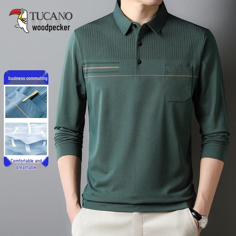 TUCANO Men s Long-Sleeve Business Casual Polo T-Shirt L