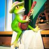 Resin Statue Rock Style Playing Guitar Frog Ornament Realistic Design Figure Courtyard Pond Garden Micro Landscape Decoration