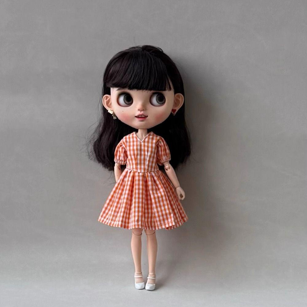 Cute Princess V-neck Dress Mini Dolls Skirt for azone ob22/24/27 Dolls For blythe Dolls