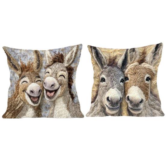 Yousheng Cute Donkey Cushion Cover Decorative Throw Pillow Cover 18x18 Inch Donkey Pattern Pillowcase for Farmhouse Home Couch Sofa Bed Patio Decor