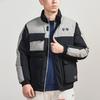 Li Ning Stand Collar Casual Color Block Short Warm Down Jacket Men Jacket Black Iron Gray AYMQ125-2