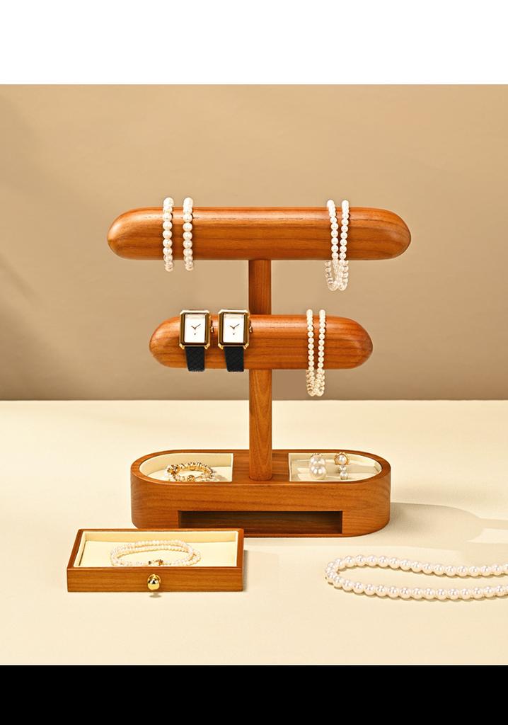 Solid Wood Watch & Jewelry Stand, Wristwatch Display Holder, Organizer for Rings, Necklaces, Bracelets & Beads