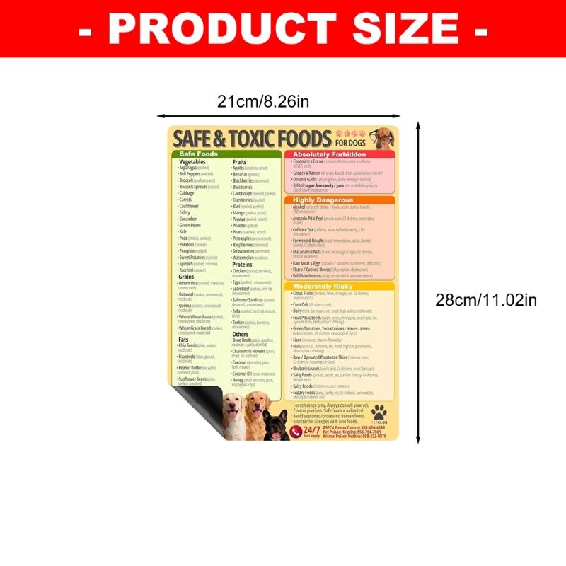 Educational Dogs Food Safety Magnetic Poster Dogs Feeding Safety Magnet For Responsible Pet Caregivers