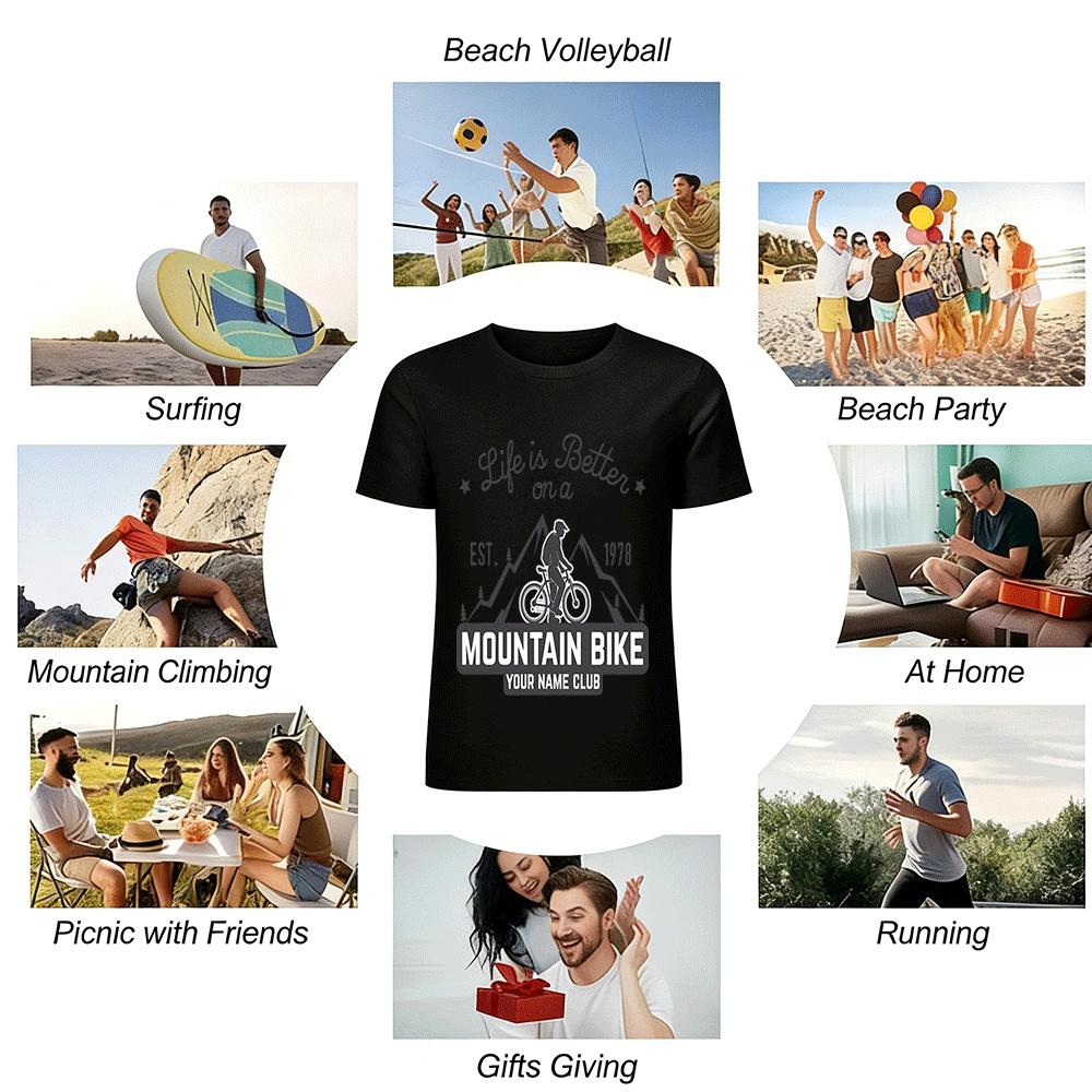 Vintage Mountain Bike Graphic Tee Outdoor Cycling Enthusiast Casual Top Pure cotton T-shirt