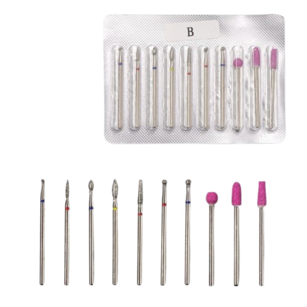 10Pcs Russian Style Nail Art Drill Bit Kits Cuticle Nail Grinding Bits  for Manicure Machine