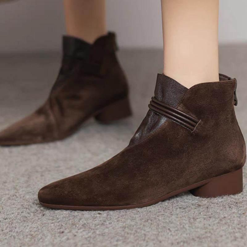 

Elegant Women Ankle Boots New Heeled Shoes Suede Pointed Toe Boots 2025 Winter Trend Chunky Pumps Woman Botas Zapatos 35