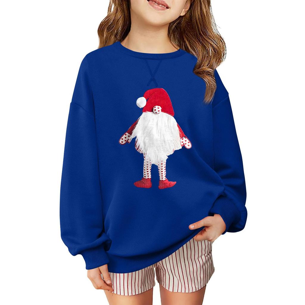 Children's Fashionable Casual Long-sleeved Loose Christmas Print Pullover Sweatshirt