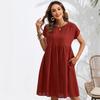 Summer Casual Sleeveless Dress for Women Solid Color Print O Neck Middle Waistline Spring Fashion