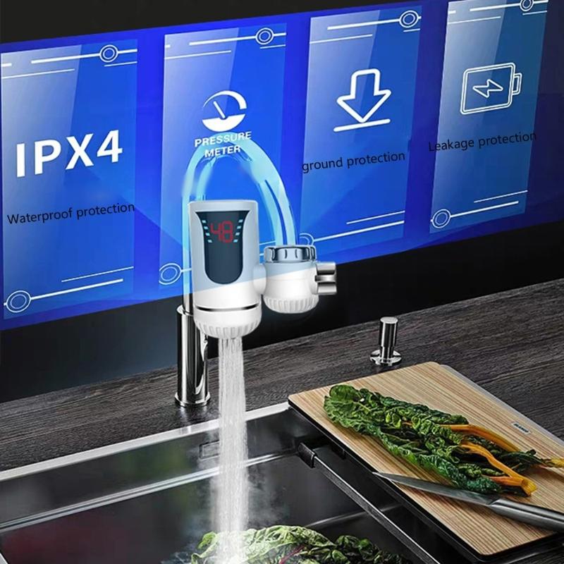 Fast Heating Tankless Water Heater Faucet LED Temperature Display Hot Water Heater Faucet for Kitchen & Bathroom Use
