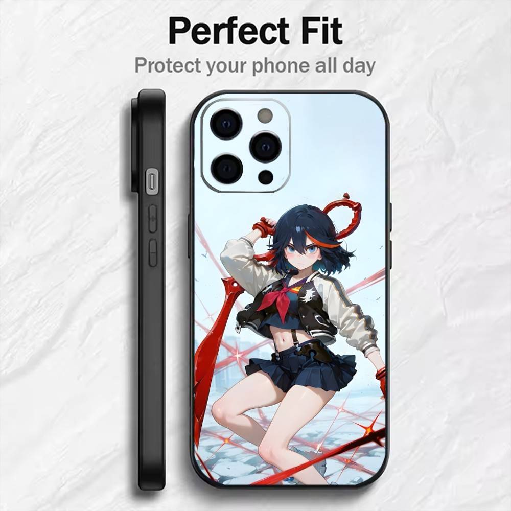 

Anime KLKill R-Ryuuko Phone Case For iPhone17,16,15,14,13,12 Plus,Max Soft Silicone Black Cover iPhone11PROMAX