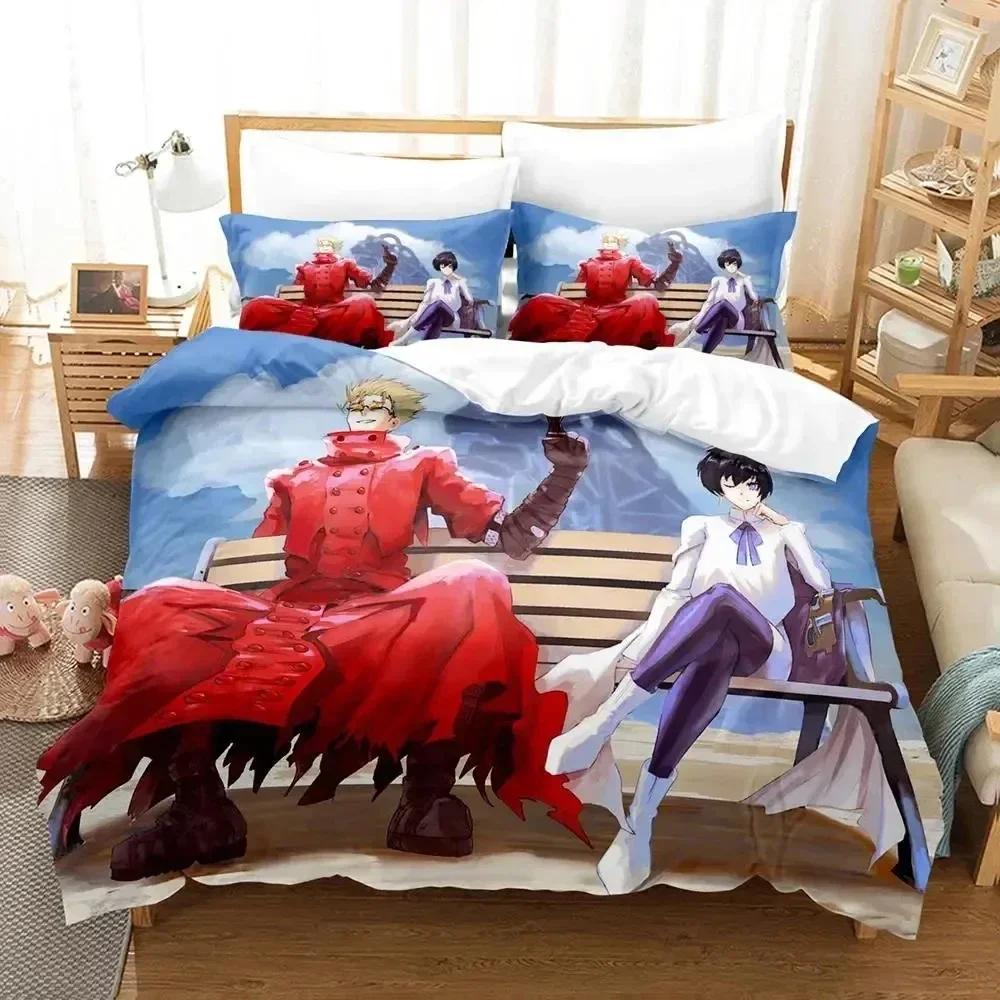 Anime TRIGUN STAMPEDE Bedding Set Printed Bed Set With Pillowcase Bed Duvet Cover Soft Queen King Size Bedclothes Home