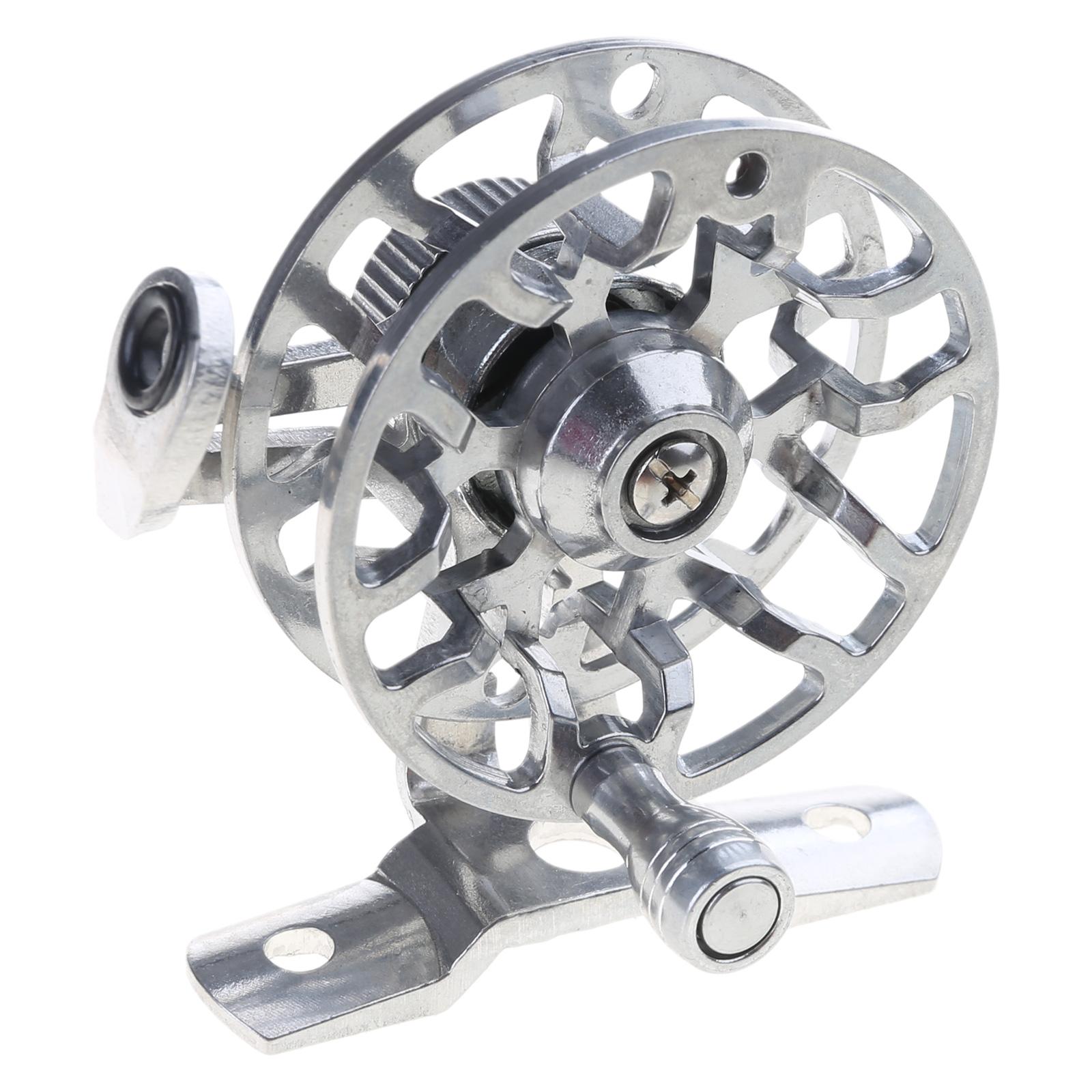 

Handheld 53mm Mini Fly Wheel for Trout Pike Ice Fishing Tackle Fishing Reel Aluminum Alloy 50g Lightweight Upgraded Base серебряный