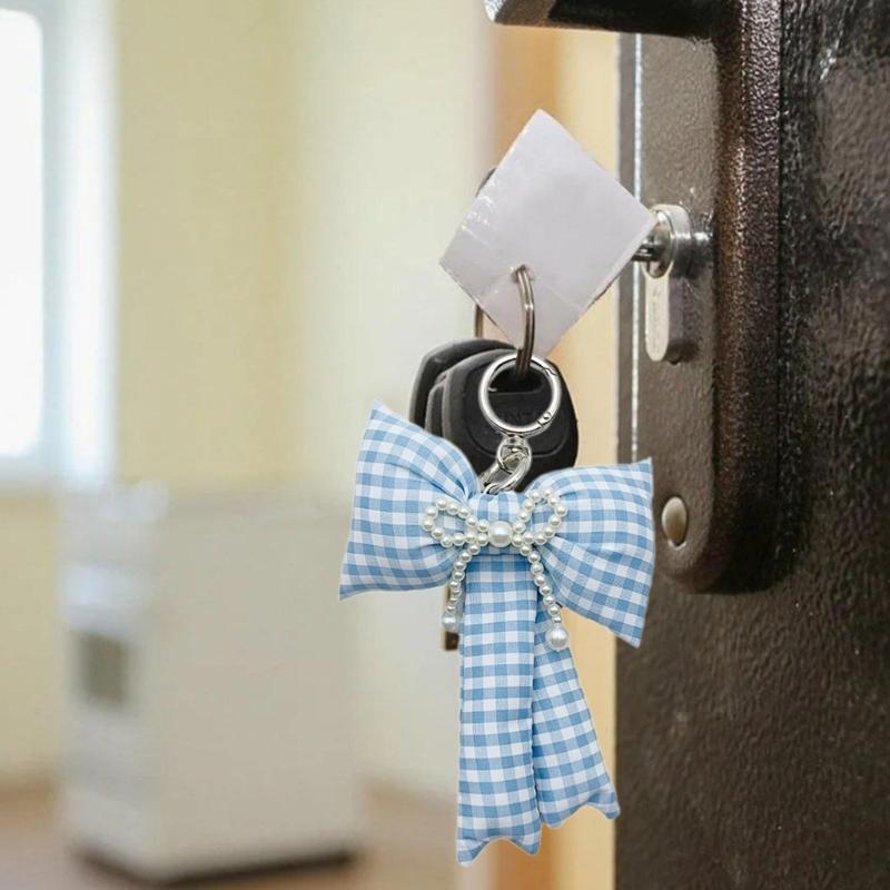 Elegant Bows Keychains for Women Cute Bowknot Beaded Keyring Charm Aesthetic Phone Chain Accessories Key Chain