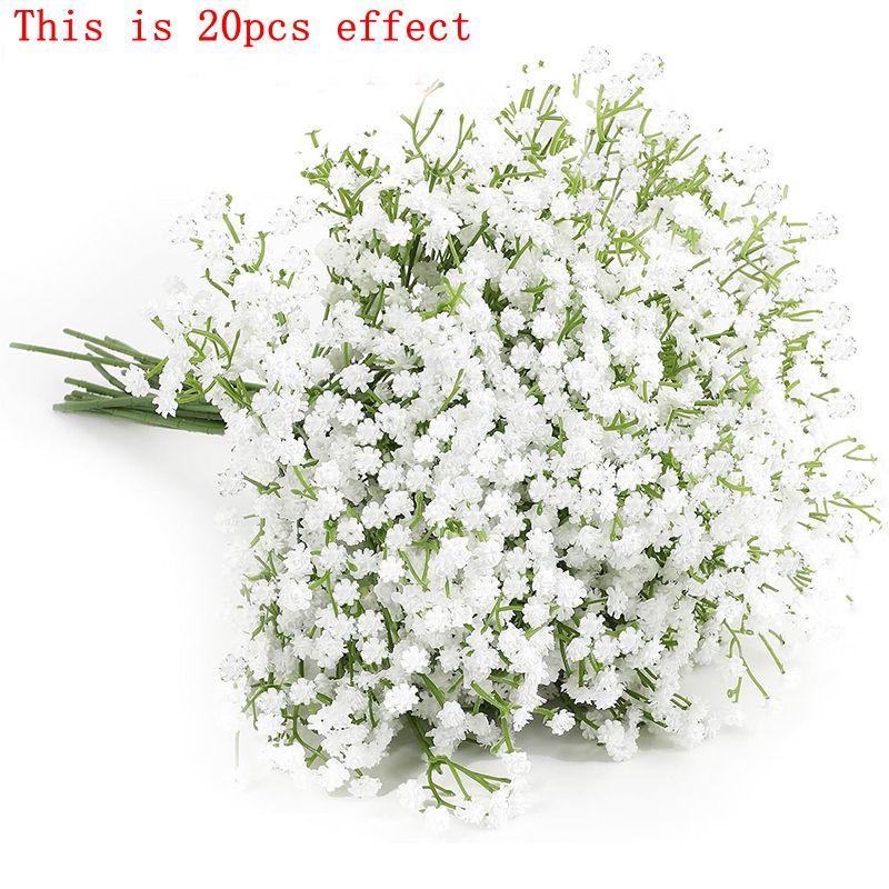 

5/10/20Pcs Artificial Baby s Breath Flowers Real Touch Gypsophila Suitable for Wedding Bride Engagement Home Ornament Room Decor 5Pcs белый