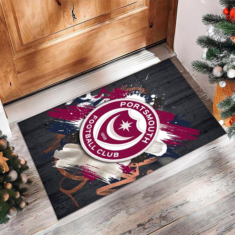 Tappeto Morbido Area Rug con Motivo Calcio Portsmouth FC Antiscivolo Tappeto per Pavimento Interno Tappetino Decorazione Sportiva per Camera da Letto