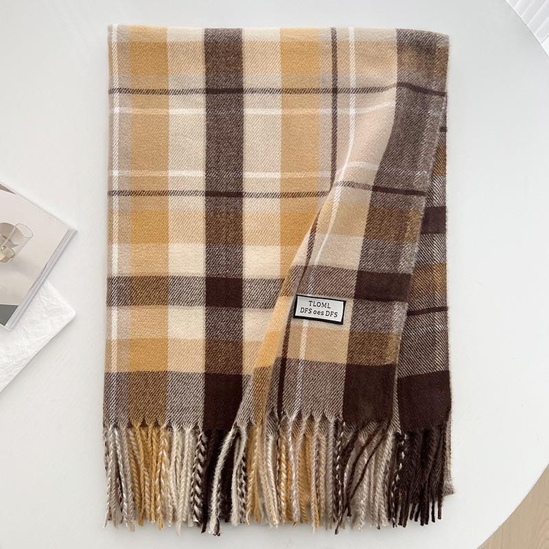 Scarf New imitation cashmere color plaid scarf female Korean version autumn and winter plaid scarf fringed shawl scarf