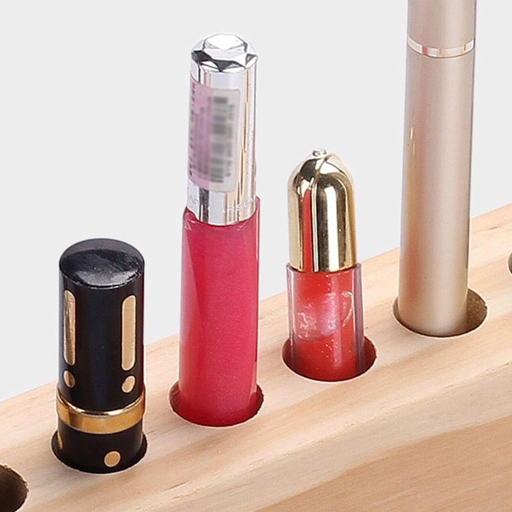 8 Grids Wooden Lipstick Organizer Household Toothbrush Holder Brush Display Case  Desk Accessories