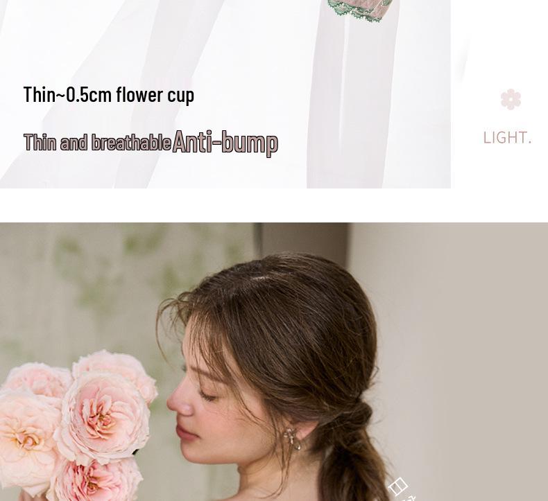 Elegant Lace Lingerie French Triangle Cup - Breathable, Non-Bulging, Backless Bra