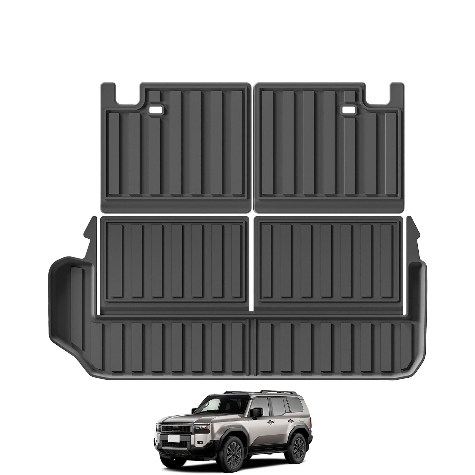 

LUCKEASY Toyota Land Cruiser 250 Series Коврик для багажника Спинка сиденья Водонепроницаемый Грузовой Отсек Багажник Заднее сиденье Land Cruiser 250 3D Автомобильный TPE Легкий Интерьер Индивидуальный чёрный