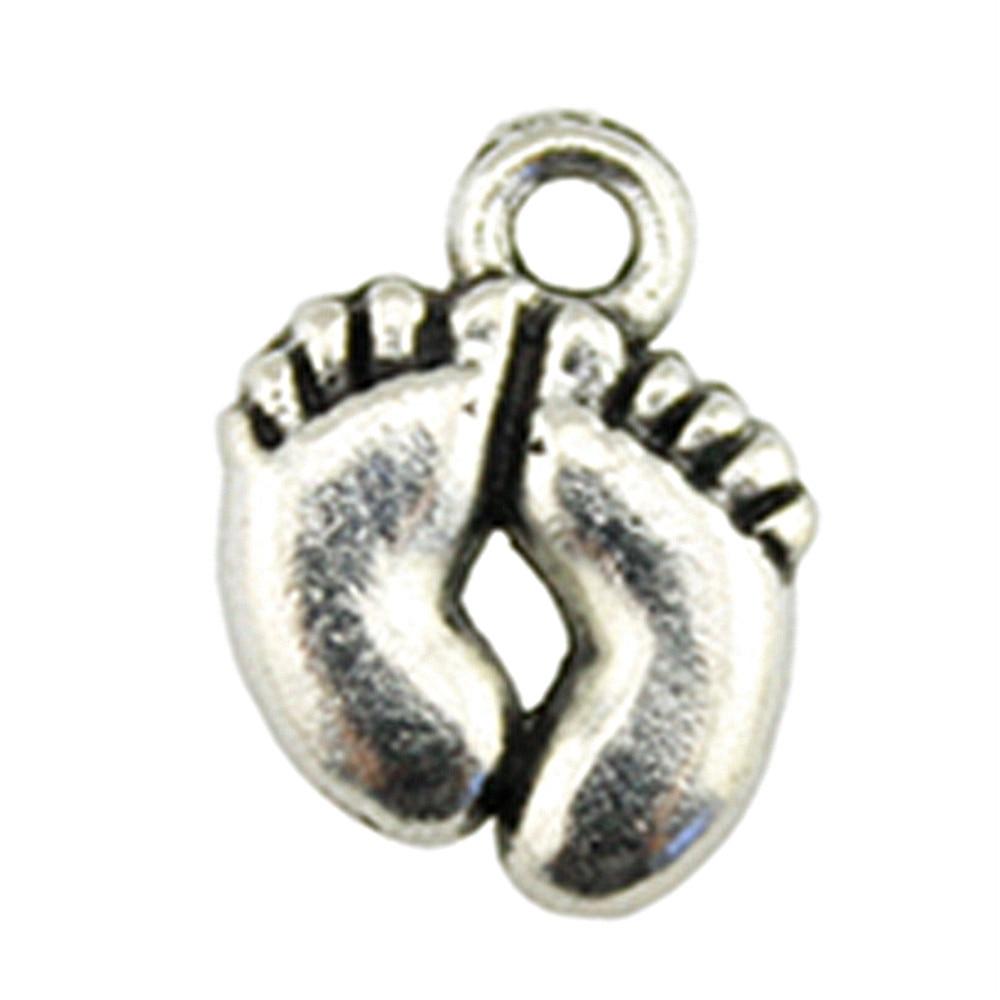 

20шт Симпатичные ноги Шармы Шармы Античное серебро Цвет Цинковый сплав 13X10mm