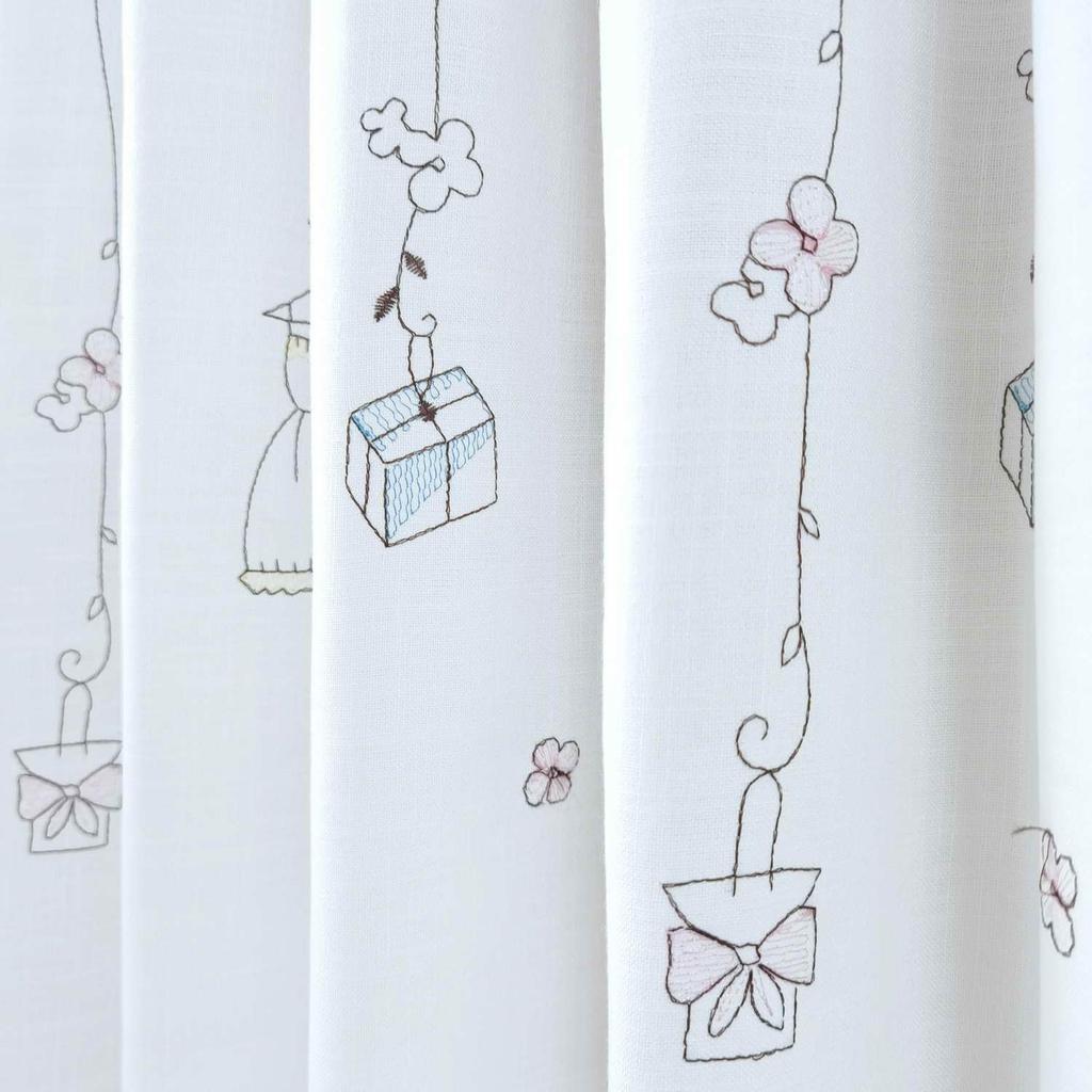 Cute Embroidered Floral Cafe Curtain Fabric, Stylish Kitchen Privacy Panel, Nordic Half Curtain for Small Windows, Cafes, Coffee Shops, Room